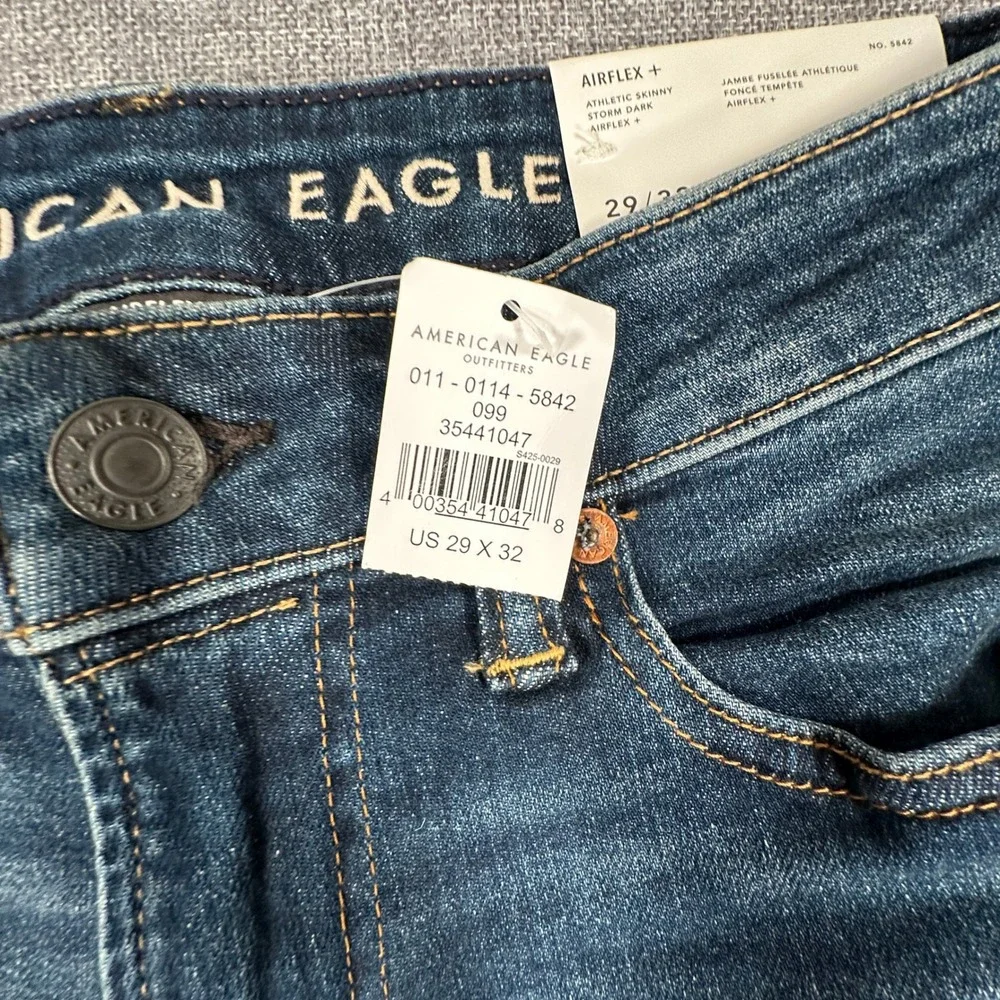 American Eagle Athletic Skinny Jeans Mens 29x32 Dark Blue Airflex Storm Dark NEW